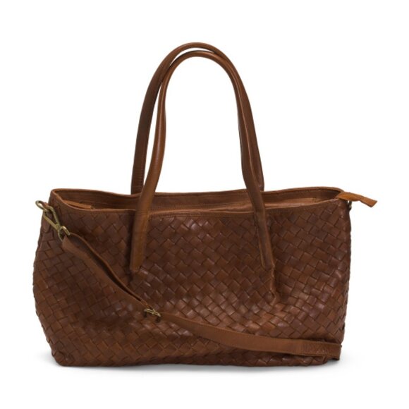 VILENCA Leather Large Allover Woven Tote - Picture 1 of 4